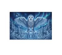 XPASHIQWC Snow Owl Poster Artwork Aurora Crystal Giclee Canvas Prints Modern Canvas Wall Art Picture Wall Hanging for Bathroom Wall Decor 20x30inch(50x75cm)