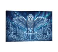 XPASHIQWC Snow Owl Poster Artwork Aurora Crystal Giclee Canvas Prints Modern Wall Art Picture Wall Hanging for Bedroom Living Room Decor 16x24inch(40x60cm)