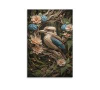 XPASHIQWC Steampunk Kookaburra Wall Decor Poster Forest Flower Canvas Prints Picture Modern Wall Art Picture Wall Hanging for Office Gym Living Room Decor 08x12inch(20x30cm)