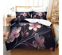 XPASHIQWC Translucent Cherry Blossoms 3 Pieces 3D Printed Comforter Cover Set Golden Stamen with Pillow Cases Microfiber for Modern Bedroom Decor King（220x240cm）