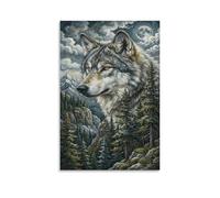 XPASHIQWC Wolf Poster Artwork Snowy Mountain Pines Canvas Prints Picture Modern Canvas Wall Art Picture Wall Hanging for Living Room Home Decorations 12x18inch(30x45cm)