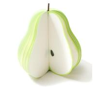 XPAU 3D Fruit Sticky Notes - Styles Cute Repositionable Memo Pads with Paper Clip for Journaling, Office & Study, Gift for Students & Teachers (9.2x4.5cm) (Green pear)