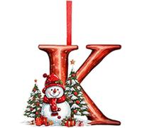 XPAU A-Z Christmas Letter Ornaments, Personalised Acrylic Baubles with Snowman Design - A-Z Alphabet Decor for Tree, Window, and Fireplace Outdoor Use, Ideal for Holiday DIY Projects (K)