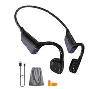 XPAU Bone Conduction Headphones, Waterproof Open Ear Wireless Bluetooth Shower Earbuds Noise Cancelling, HiFi Stereo Earphones with Mic, 18H Playtime, Comfort Headset for Sports, Work, Meeting