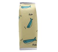 XPAU Cute Milk Carton Pencil Case | 6 Fun Theme Designs: Penguin, Fish, Omelette, Chili, Toast & Lotus Root | PU Leather Pen Bag Organiser (Brown)