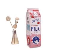 XPAU Cute Milk Carton Pencil Case Set - Strawberry, Banana, Original (3 Styles) | Creative School Stationery for Kids | Novelty Gift (Pink)