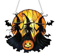 XPAU Halloween Hanging Ornament - Witch Hat & Magic Theme Indoor Hanging Ornaments with Chains, Mystical Window Decor for Spooky Season Home & Party Halloween Decorations (04)