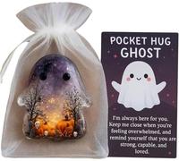 XPAU Halloween Pocket Hug Ghost Gift - Pocket Hug Ghost with Message Card, Cute Anxiety Toy for Women, Men, Teens | Spooky Comfort Gift Idea (Black ghost)