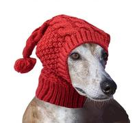 XPAU Knitted Dog Hat with Earmuffs and Pompom - Warm Winter Pet Beanie for Small, Medium, and Large Dogs - Soft Yarn Design for Outdoor Adventures Like Walking and Hiking (Red, Large)