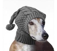 XPAU Knitted Dog Hat with Earmuffs and Pompom - Warm Winter Pet Beanie for Small, Medium, and Large Dogs - Soft Yarn Design for Outdoor Adventures Like Walking and Hiking (Gray, Large)
