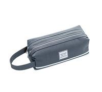 XPAU Large Capacity Pencil Case Organiser 50+ Pens | Oxford Makeup Bag & Travel Pouch w/Motivational Tag - School Office Essentials (4 Colours) (Gray)