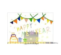 XPAU LED Message Board, Reusable Drawing Board - Portable Night Light for Kids, Children's Art Set Including Adjustable Stand and 12 Coloured Pens Ideal for Home Decoration (20 * 30CM)