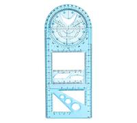 XPAU Multifunctional Geometric Drawing Ruler | 24-in-1 Math Tools Set with Protractor, Compass & Templates | Portable Exam-Ready School Supplies (Blue, Junior high school version)