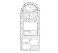 XPAU Multifunctional Geometric Drawing Ruler | 24-in-1 Math Tools Set with Protractor, Compass & Templates | Portable Exam-Ready School Supplies (Clear, High school version)