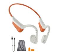 XPAU Open-Ear Bone Conduction Headphones, HiFi Dual Stereo Bluetooth Earbuds with Mic, Wireless Earphones Noise Cancelling, 18H Playtime, 27g Lightweight Comfort Headset for Running Cycling (Orange)