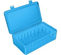 XPAU Piping Tip Storage Box - Upright Organiser with Snap-Tight Lid, Stackable Clear Container for Baking Decorating Tools, 9x5.2x2.5 Inches (Blue)