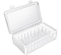 XPAU Piping Tip Storage Box - Upright Organiser with Snap-Tight Lid, Stackable Clear Container for Baking Decorating Tools, 9x5.2x2.5 Inches (White)