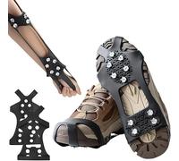 XPAU Universal 10-Claw Ice Grips for Shoes, Anti Slip Snow Grips for Icy Roads - Slip On Crampons for Walking, Hiking Boots, Trainers & Most Footwear, Adjustable Silicone Ice Cleats (Black, L(41-44))