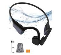XPAU Waterproof Bone Conduction Headphones for Shower, Sports Open Ear Wireless Bluetooth Earbuds ENC Noise Cancelling Headphones, Black HiFi Dual Stereo Earphones, Lightweight Headset for Cell Phone