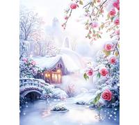 Xpdnmilq 5D Diamond Painting Kit DIY Children Adult Creative Leisure Painting Crafts Kit Home Wall Decoration - Snow House Scenery - 40×50cm