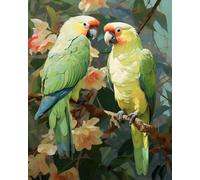 Xpdnmilq Adult Beginner Cross Stitch Embroidery Kit Kids 11CT Pre Printed Pattern Creative Handicrafts DIY Home Decorations - Green Parrots - 40×50cm