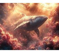 Xpdnmilq Adult Pre-Printed Cross Stitch Kit 11CT Children Printed Easy Pattern Embroidery Kit DIY Home Decoration - Undersea Whale - 40x50cm