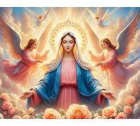 Xpdnmilq DIY Cross Stitch Kits 11CT Embroidery Kit for Beginners, Embroidery Starter Kits with Patterns and Instructions -Statue of The Angel Virgin Mary-40X50cm