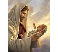 Xpdnmilq holy Father Jesus Pre Printed Cross Stitch Kits for Adults 11CT Stamped Easy Pattern Embroidery Starter Kits Needlepoint DIY Home Decor 40x50cm