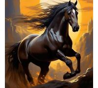 Xpdnmilq Pre Printed Cross Stitch Kits for Adults 11CT Stamped Easy Pattern Embroidery Starter Kits Needlepoint DIY Home Decor Horses and Horses 50x50cm