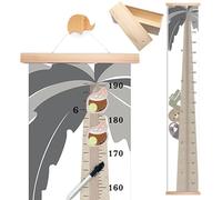 XPECIAL Growth Chart for Wall with Velcro Unique Hanging Ruler Height Measurement for Kids Toddler Teens Canvas Measuring Growth Charts with Wooden Keepsake Box Room Décor (Coconut Trees and Animals)