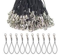 XPEJWAE 50 Pcs Phone Charm Strings, Keyring Hand Wrist Strap Sturdy Cellphone Chain Charm Short Finger Rope with Lobster Clasp Mobile Phone Strap for Hanging DIY Jewelry Making (Black)