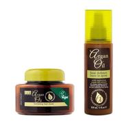 Xpēl XHC - Argan Oil Hydrating Hair Mask & Heat Defence Leave in Spray | With Moroccan Argan Oil Extract | Vegan | 220mL+150mL [BUNDLE]