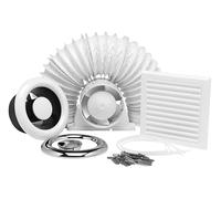 Xpelair Airline Al100 4"/100mm Inline Axial Extractor Fan for Bathrooms and Shower Rooms, Complete with Loft Fitting Kit, White