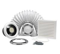 Xpelair Airline ALL100T 4"/100mm Inline Axial Extractor Fan with Timer and LED Light for Bathrooms and Shower Rooms, Complete with Loft Fitting Kit and SELV transformer, White