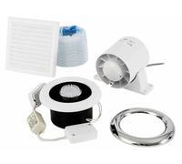 Xpelair Airline ALL100T 4"/100mm Inline Axial Extractor Fan with Timer and LED Light for Bathrooms and Shower Rooms, Complete with Loft Fitting Kit and SELV transformer, White
