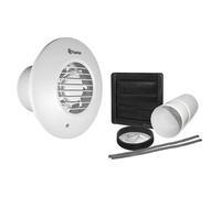 Xpelair Dx100Hptr 100mm Humidistat Pull Cord Timer Round Extractor Fan With Wall Kit Silent Bathroom Ventilation