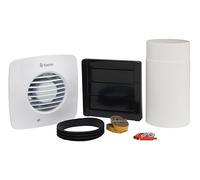 Xpelair Simply Silent Timer controlled Square Extractor Fan with fitting kit 100mm - DX100TS