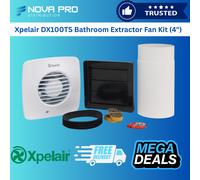 Xpelair Simply Silent Timer controlled Square Extractor Fan with fitting kit 100mm - DX100TS