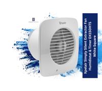 Xpelair Simply Silent Extractor Fan Humidistat & Timer DX150HTS White Square