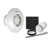 Xpelair Simply Silent LV100 4/100MM Round SELV Bathroom Fan With Humidistat, Pullcord, Timer and Wall Kit - 93015AW