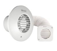 Xpelair Simply Silent Timer controlled Round Shower Fan with fitting kit 100mm - DX100BT