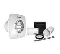 Xpelair Simply Silent LV100TS Square 100mm Timer Fan with Wall Kit, White
