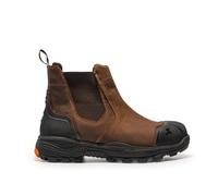 Xpert - PRO Forge S7L Waterproof Safety Dealer Boots. Pull On Toe Cap Shoes. Comfortable, Water And Wind Proof Leather Work Boots For Men With Ankle Support & Heat Resistant Outsole (Brown, UK12)