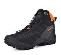XPETI Men's Hiking Boots Walking Boots Men Winter Snow Outdoor Trekking Shoes Waterproof High Hill Fashion Black Orange Size 10.5 UK