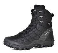 XPETI Mens Hiking Boots Waterproof Walking Boots Men High Hill Winter Snow Trekking Shoes Black Size 10.5 UK