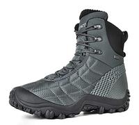 XPETI Mens Hiking Boots Waterproof Walking Boots Men High Hill Winter Snow Trekking Shoes Grey Size 10.5 UK