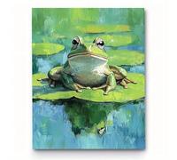 XPFSGDKR Frog Wall Art, Canvas Poster Printing, Wildlife Canvas Print, Pond Nature Wall Decor(70x90cm/With frame)