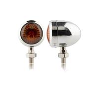 XPGHYIU 2PCS Universal Metal Motorcycle Turn Signal 12V Indicator Light Black Chrome Running Lights Amber Blinkers