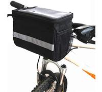 XPhonew Bicycle Basket, 3.5L Bike Handlebar Bag Cycling Basket Front Pack Frame Bag Pannier with Touchscreen Operation Transparent PVC Pouch & Silver Grey Reflective Stripe for Mountain MTB Road Bike