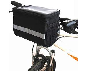 XPhonew Bicycle Basket, 3.5L Bike Handlebar Bag Cycling Basket Front Pack Frame Bag Pannier with Touchscreen Operation Transparent PVC Pouch & Silver Grey Reflective Stripe for Mountain MTB Road Bike
